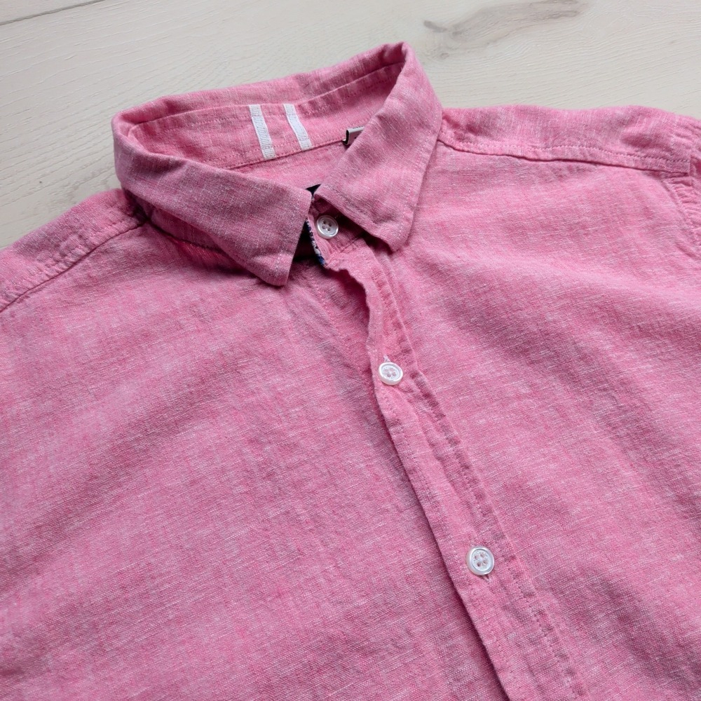 Robert Graham Linen Cotton Shirt Mens M Modern Americana Tailored Fit Pink S/S
